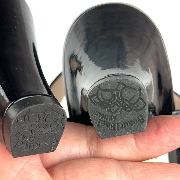 New BeautiFeel Adele Black Leather Patent Leather Heeled Sandal EUR 42 US 11 - Picture 10 of 16